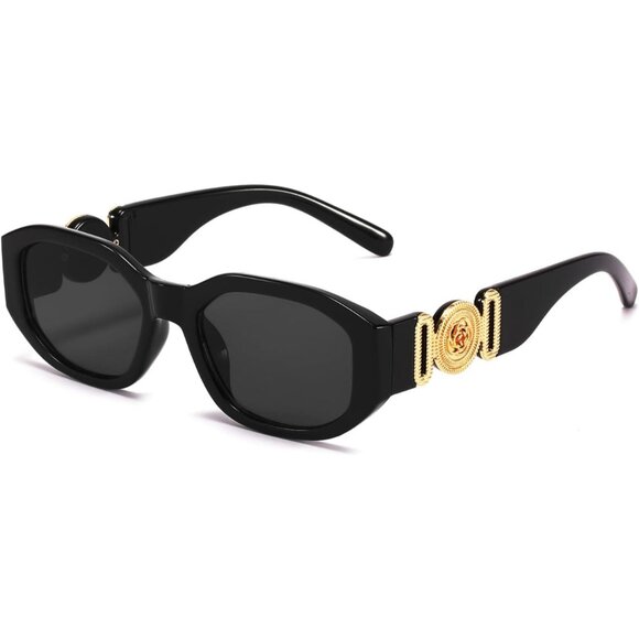 Rectangle Sunglasses for Women Retro Driving Glasses 90’s Vintage Fashion Black main image 4